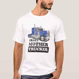 Crazy Moeder Trucker Funny Trucker Mam Distre T-shirt