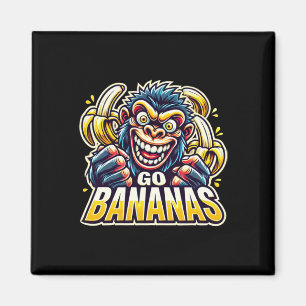 Crazy Monkey Gaat Bananen Sticker Magneet