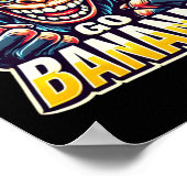 Crazy Monkey Gaat Bananen Sticker Poster (Hoek)