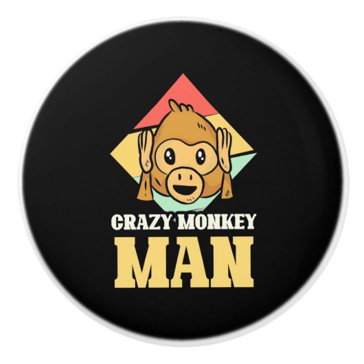 Crazy Monkey Man Keramische Knop (Voorkant)