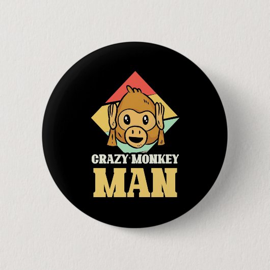 Crazy Monkey Man Ronde Button 5,7 Cm (Voorkant)