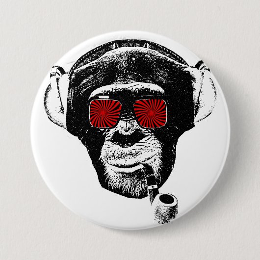 crazy monkey ronde button 7,6 cm (Voorkant)