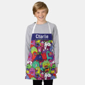 Crazy monsters 2 x aangepaste tekst schort (Gedragen)