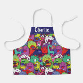 Crazy monsters 2 x aangepaste tekst schort (Voorkant)