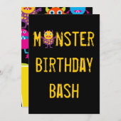 Crazy Monsters Birthday Party Kaart (Voorkant / Achterkant)