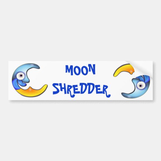 Crazy "MOON SHREDDER" Cartoon Bumpersticker (Voorkant)