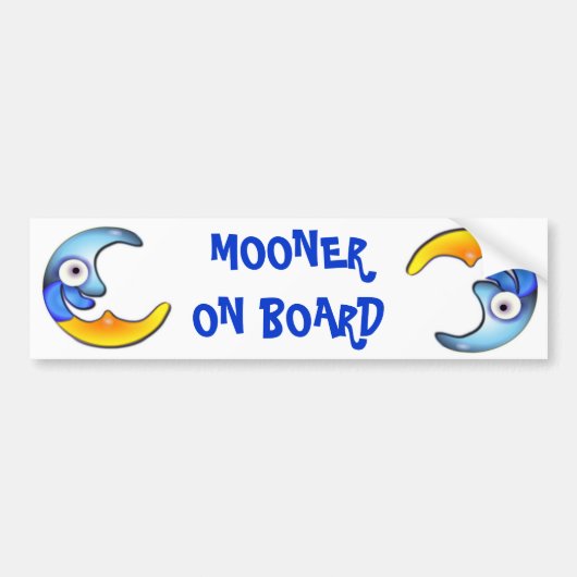 Crazy "MOONER ON BOARD" Cartoon Bumpersticker (Voorkant)