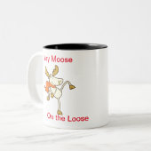 Crazy Moose aan de rand Tweekleurige Koffiemok (Voorkant links)