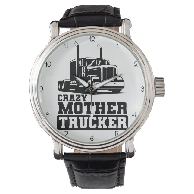 Crazy Mother Trucker: Black and White Horloge (Voorkant)