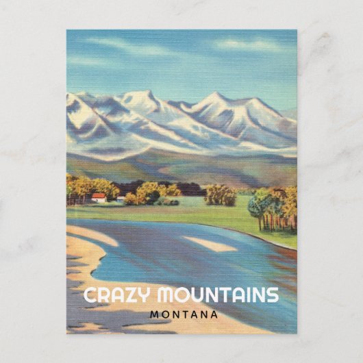 Crazy Mountains en Yellowstone River Montana Briefkaart (Voorkant)