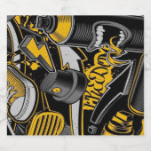 Crazy Music Black Yellow Graffiti Spay all star Bier Etiket (Enkel label)