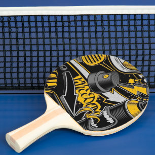 Crazy Music Black Yellow Graffiti Spay all star Tafeltennisbatje