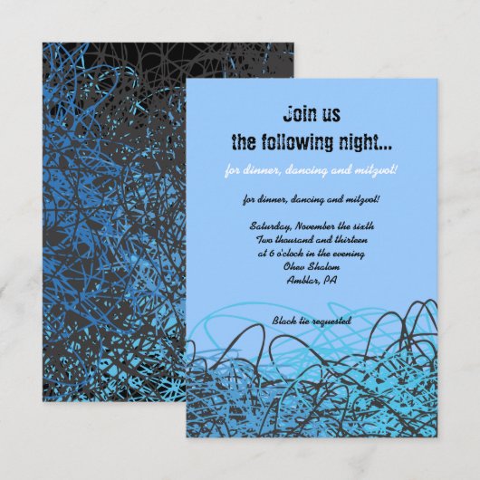 CRAZY MUSICAL NOTES Bar Bat Mitzvah Party Card Kaart (Voorkant / Achterkant)