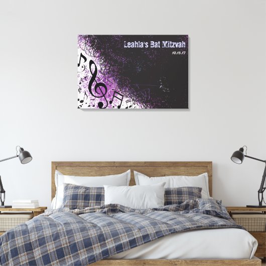 CRAZY MUSICAL NOTES Bar Mitzvah Inlogbord Canvas Afdruk (Insitu (Slaapkamer))