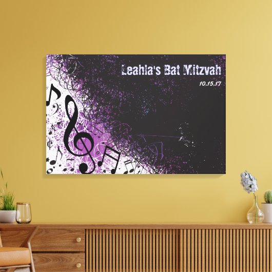 CRAZY MUSICAL NOTES Bar Mitzvah Inlogbord Canvas Afdruk (Insitu (Woonkamer))