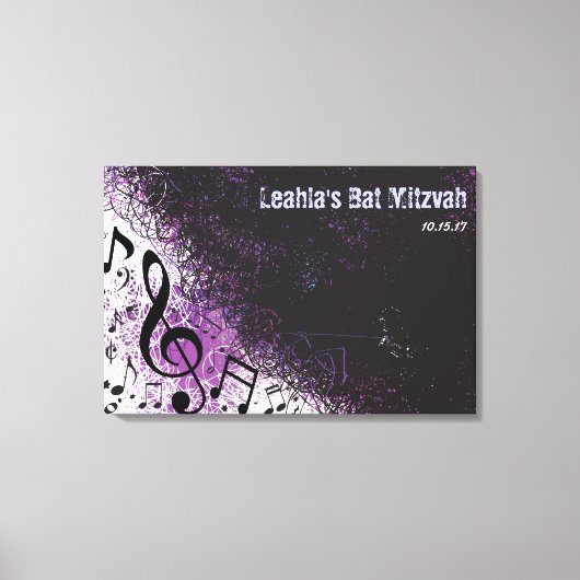 CRAZY MUSICAL NOTES Bar Mitzvah Inlogbord Canvas Afdruk (Voorkant)