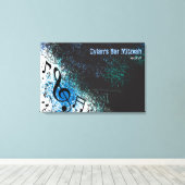 CRAZY MUSICAL NOTES Bar Mitzvah Inlogbord Canvas Afdruk (Insitu (Houten vloer))