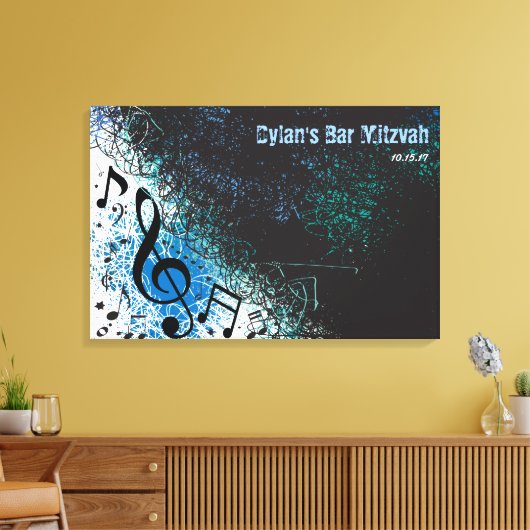CRAZY MUSICAL NOTES Bar Mitzvah Inlogbord Canvas Afdruk (Insitu (Woonkamer))