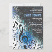 CRAZY MUSICAL NOTES Bar Mitzvah Invitation Kaart (Voorkant)