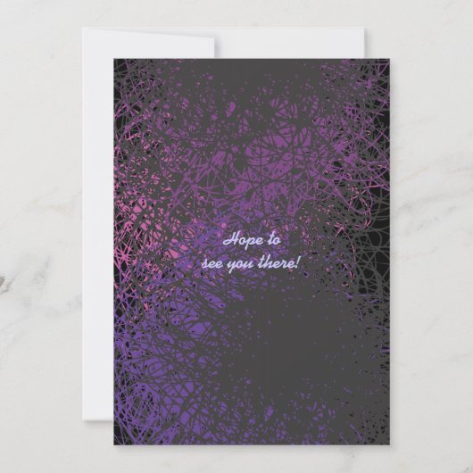 CRAZY MUSICAL NOTES Bar Mitzvah Invitation Violet Kaart (Achterkant)
