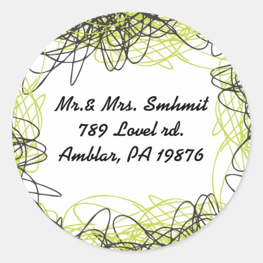 CRAZY MUSICAL NOTES Bar Mitzvah Sticker Seal Limoe (Voorkant)