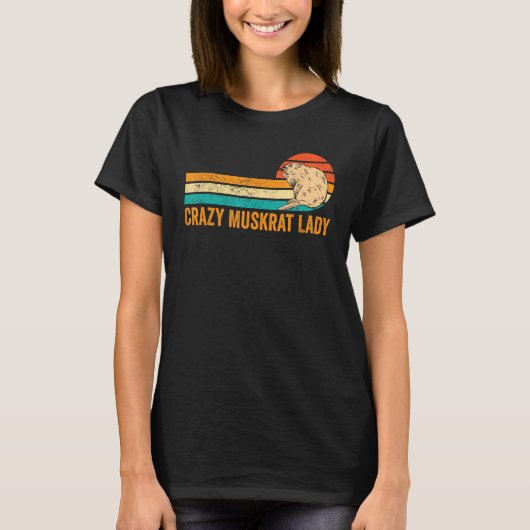Crazy Muskrat Lady Retro T-shirt (Voorkant)