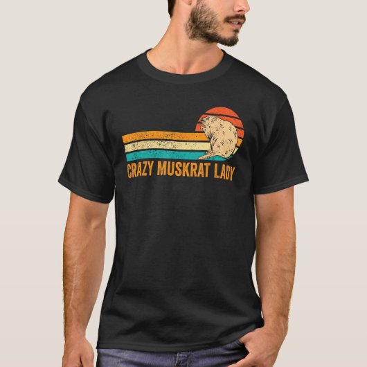 Crazy Muskrat Lady Retro T-shirt (Voorkant)
