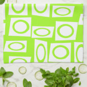 Crazy Neon Lime Green Fun Cirkel Square Patroon Theedoek (Gevouwen)