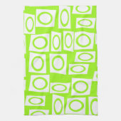 Crazy Neon Lime Green Fun Cirkel Square Patroon Theedoek (Verticaal)