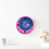 Crazy Neon Pink en Blue Round Wall Clock Ronde Klok (Huis)