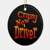 Crazy New Driver in Heldere Kleuren Keramisch Ornament (Links)
