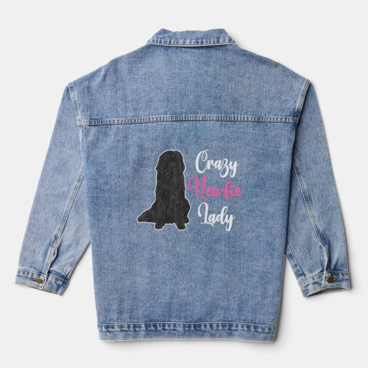 Crazy Newfie Lady Newfoundland Dog Denim Jacket (Achterkant)