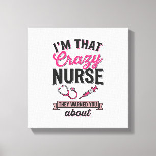 Crazy Nurse Citaat Vintage Gravure Shirt Ontwerp_1 Canvas Afdruk