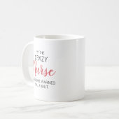 Crazy Nurse Personalized Name Koffiemok (Voorkant links)