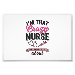 Crazy Nurse Quote Vintage Gravure Shirt Ontwerp_1 Foto Afdruk