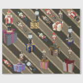Crazy Nutcrackers Staande op Gifts Brown Cadeaupapier (Vlak)