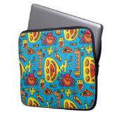 Crazy Ocean Creatures and Yellow Submarine Laptop Sleeve (Voorkant Links)