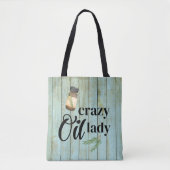 Crazy Oil Lady Pun Aromatherapy Essential Oil Draw Tote Bag (Voorkant)