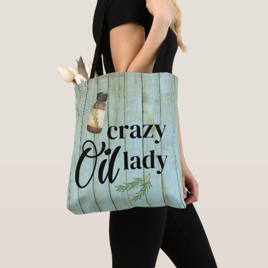 Crazy Oil Lady Pun Aromatherapy Essential Oil Draw Tote Bag (Dichtbij)