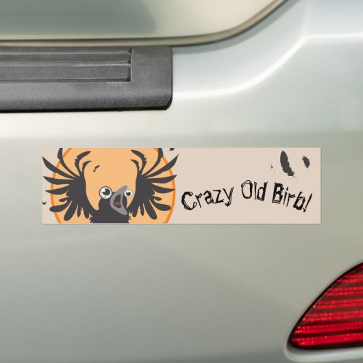 Crazy Old Birb Raven Bumpersticker (Op auto)