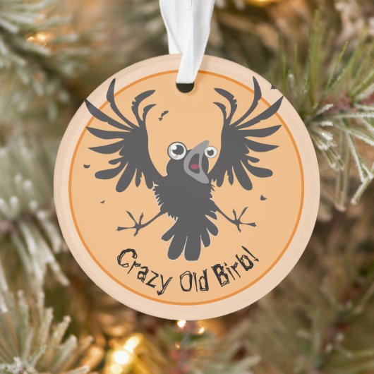 Crazy Old Birb Raven Ornament (Boom)