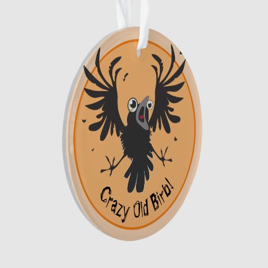 Crazy Old Birb Raven Ornament (voorkant)