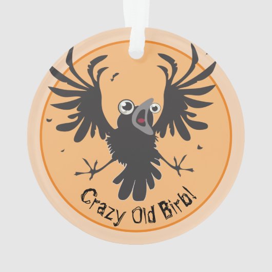 Crazy Old Birb Raven Ornament (achterkant)