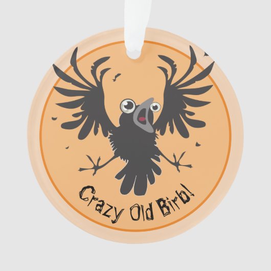 Crazy Old Birb Raven Ornament (voorkant)