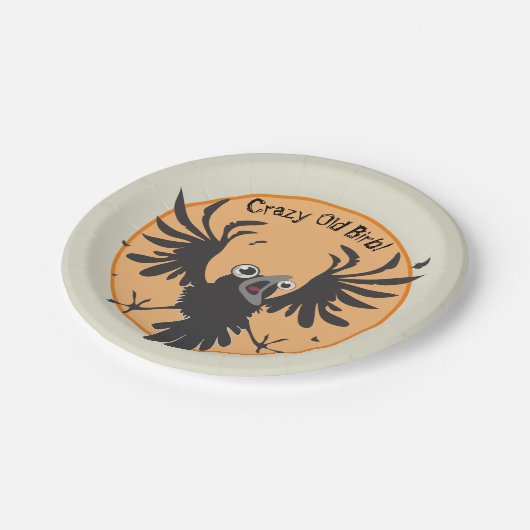 Crazy Old Birb Raven Papieren Bordje (Gekanteld)