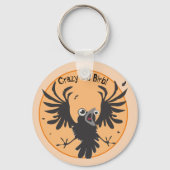 Crazy Old Birb Raven Sleutelhanger (Voorkant)