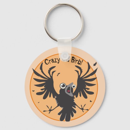 Crazy Old Birb Raven Sleutelhanger (Voorkant)