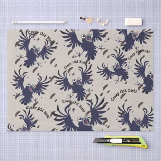 Crazy Old Birb Raven Tissuepapier (Craft)