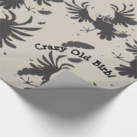 Crazy Old Birb Raven~wrappaper Cadeaupapier (Hoek)
