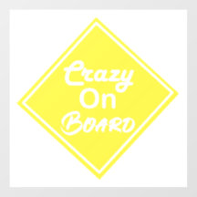 Crazy On Board Raamsticker